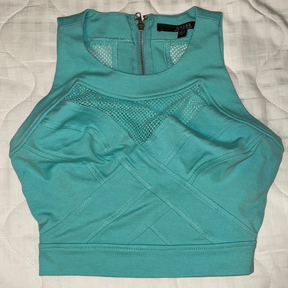 Guess Crop Top with mesh - XS - Turquoise
